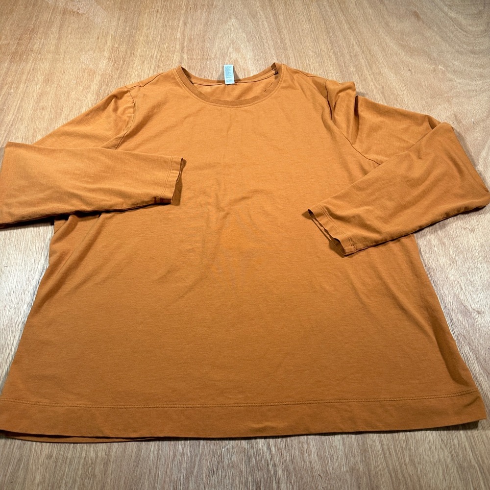 Athleta Outbound Top Women 1X Orange Rust LS Cotton Blend Activewear Tee